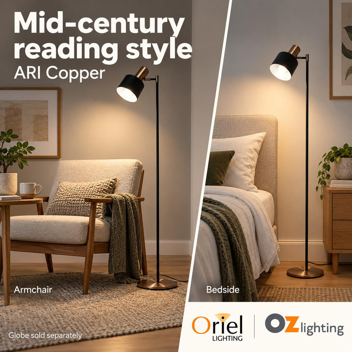 Oriel ARI Floor Lamp - Single Head-Oriel Lighting-Ozlighting.com.au