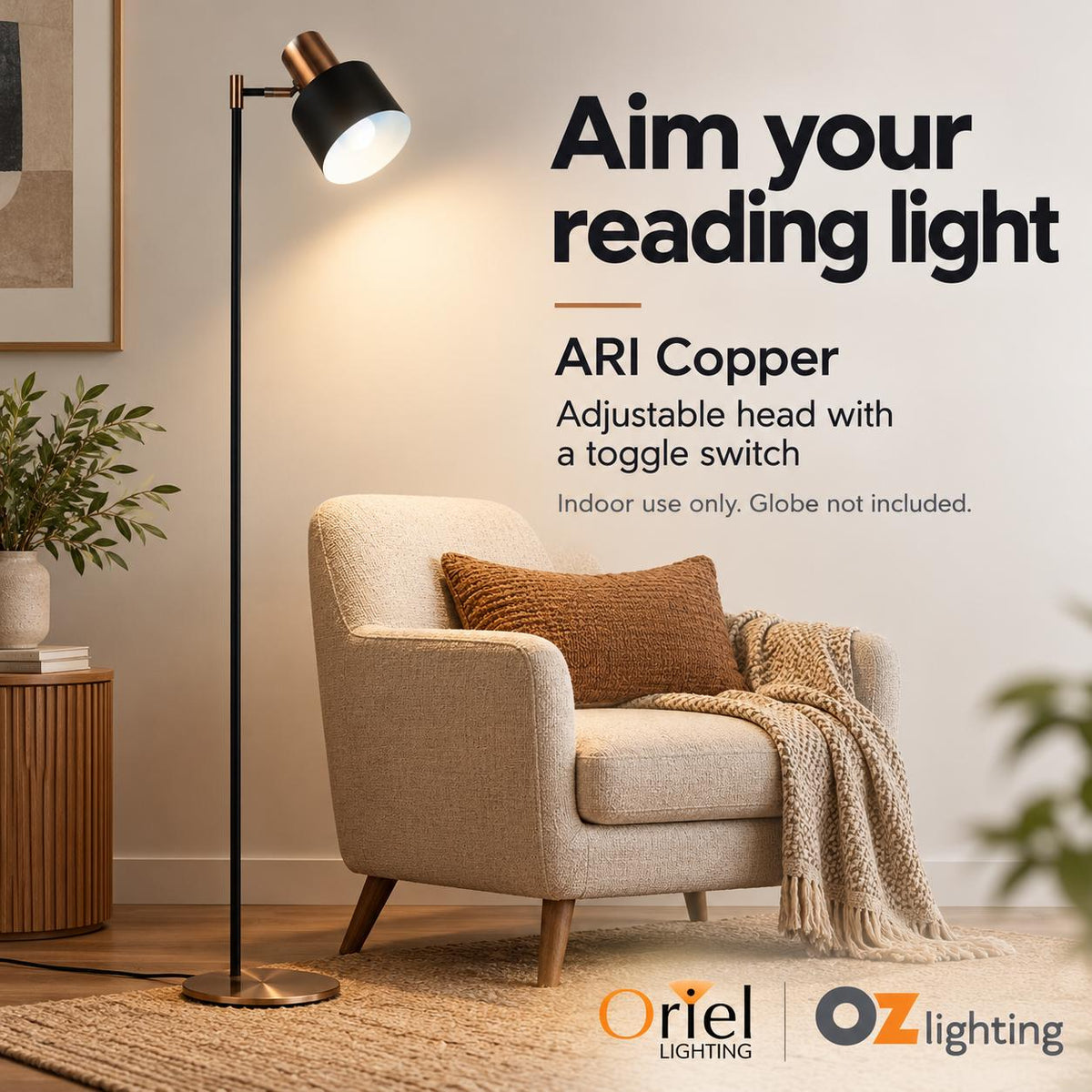 Oriel ARI Floor Lamp - Single Head-Oriel Lighting-Ozlighting.com.au