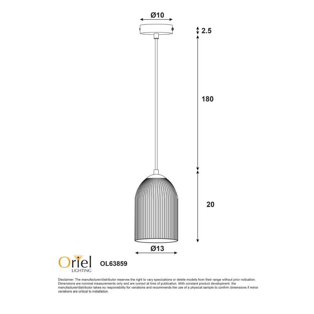 Oriel ARLEY Pendant - 1 Light-Oriel Lighting-Ozlighting.com.au