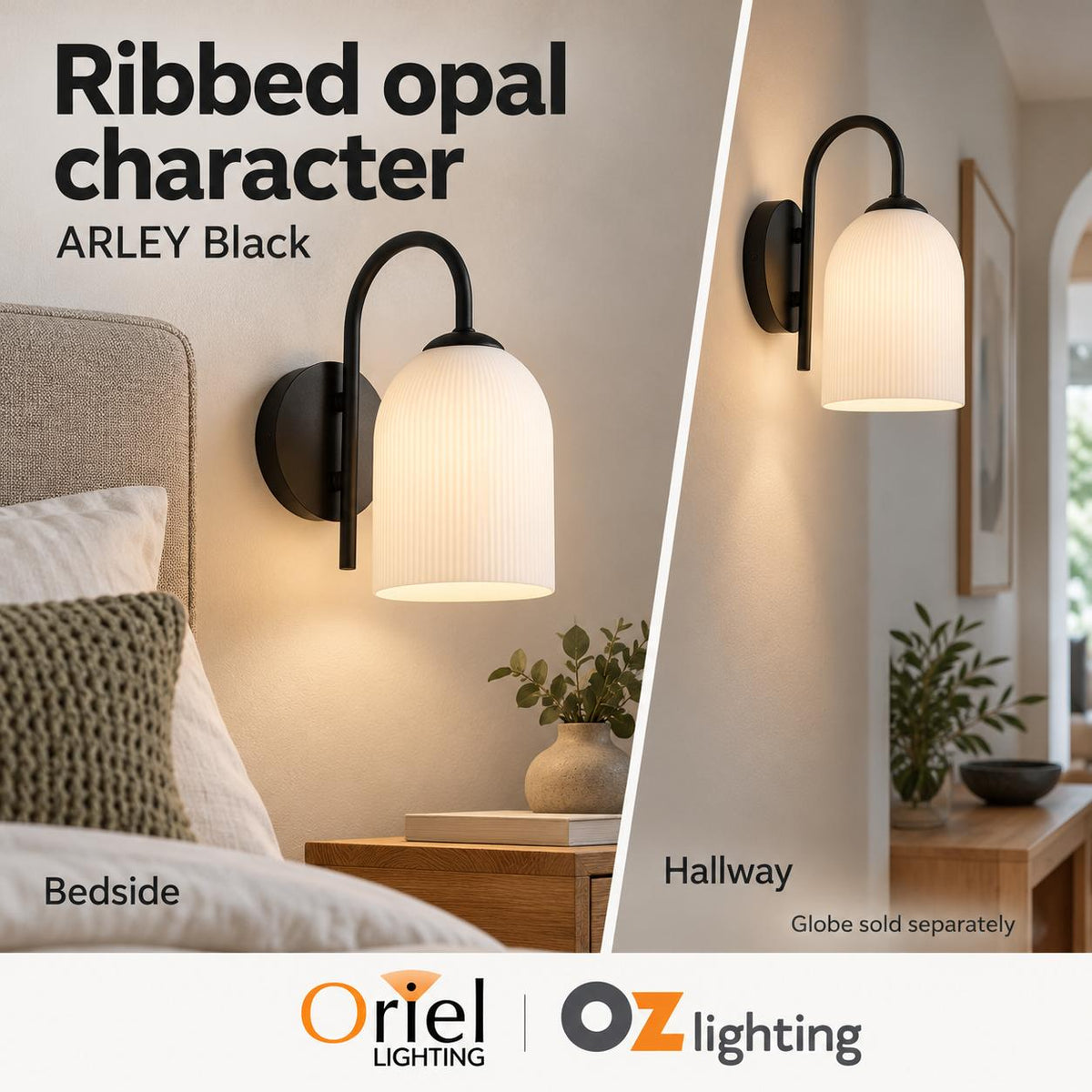 Oriel ARLEY Wall Light - 25W, Opal Matt-Oriel Lighting-Ozlighting.com.au