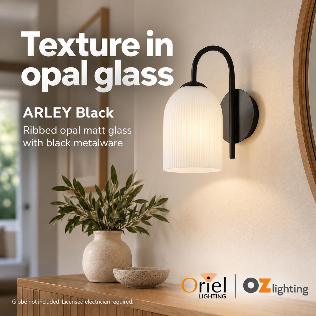 Oriel ARLEY Wall Light - 25W, Opal Matt-Oriel Lighting-Ozlighting.com.au