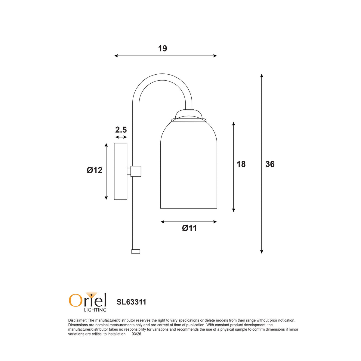 Oriel ARLINGTON - 20W Wall Light-Oriel Lighting-Ozlighting.com.au