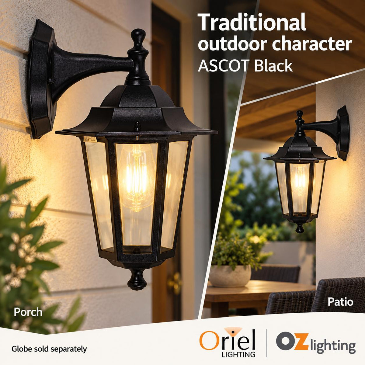 Oriel ASCOT Outdoor Wall Light - Downward, IP44-Oriel Lighting-Ozlighting.com.au