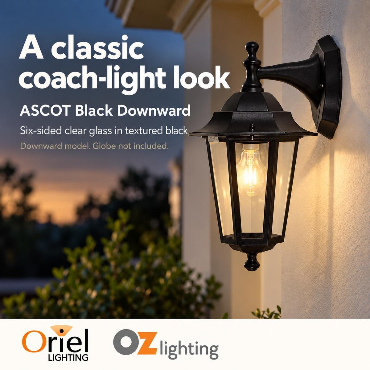 Oriel ASCOT Outdoor Wall Light - Downward, IP44-Oriel Lighting-Ozlighting.com.au