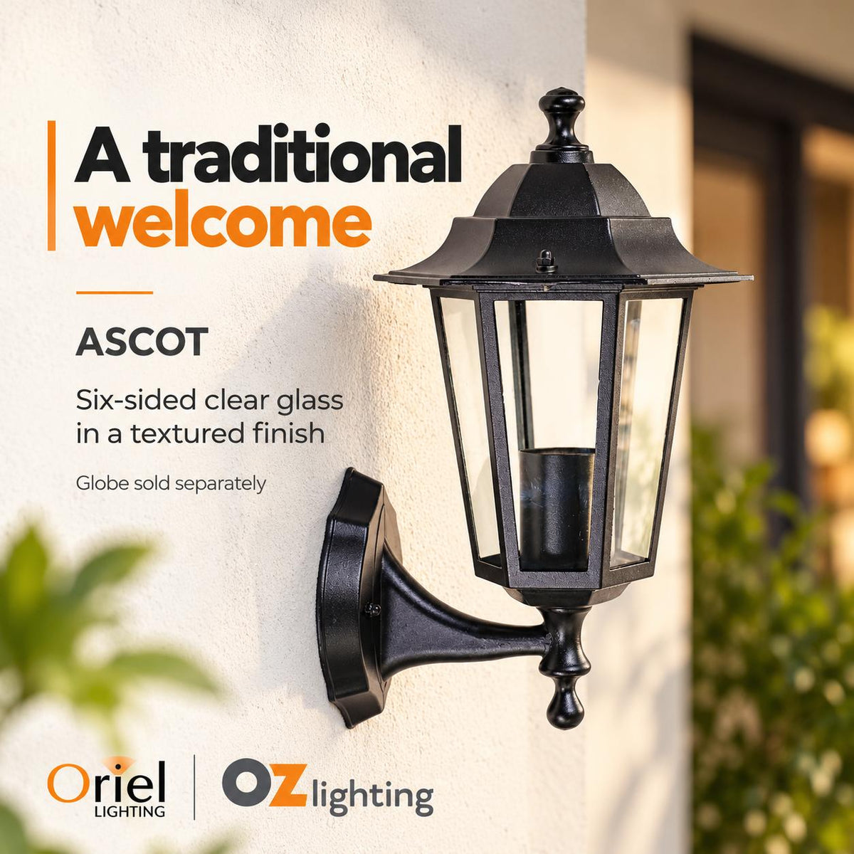 Oriel ASCOT Outdoor Wall Light - Upward, IP44-Oriel Lighting-Ozlighting.com.au