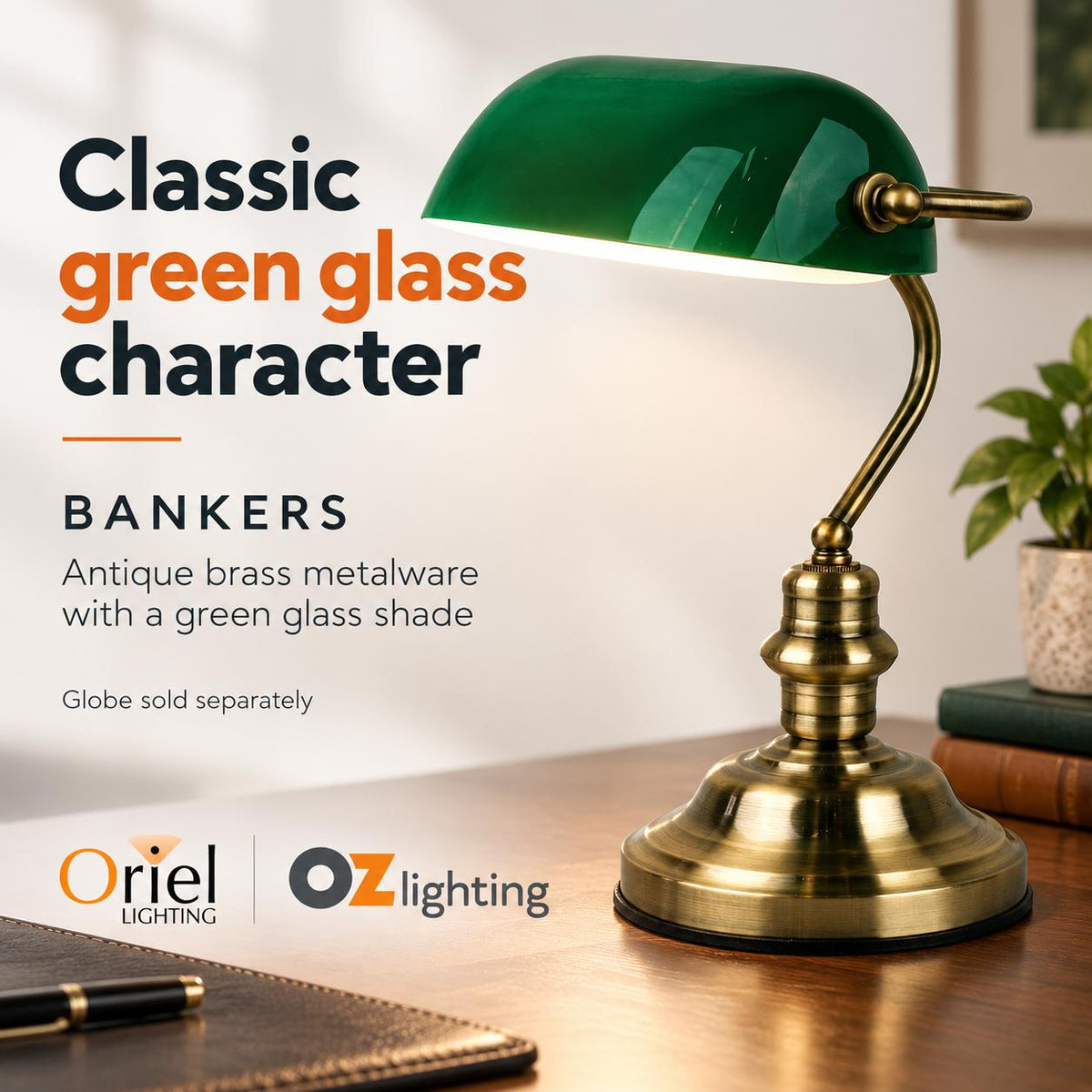 Oriel BANKERS Table Lamp - with Switch-Oriel Lighting-Ozlighting.com.au