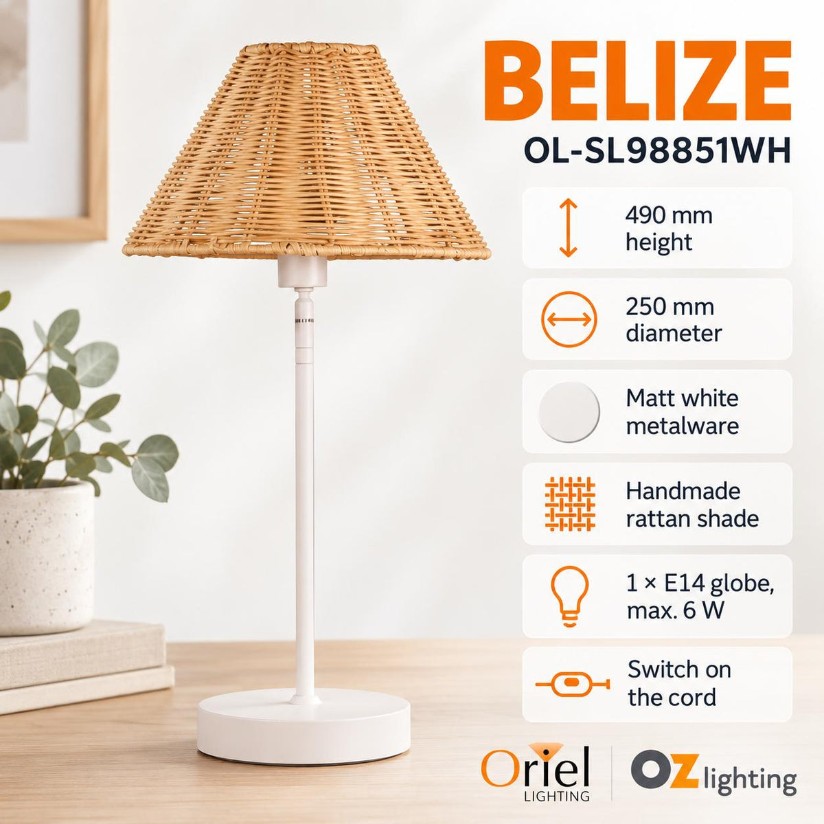Oriel BELIZE Table Lamp - Metal-Oriel Lighting-Ozlighting.com.au