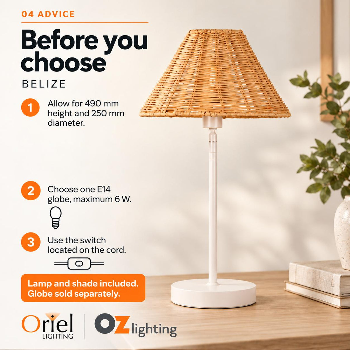 Oriel BELIZE Table Lamp - Metal-Oriel Lighting-Ozlighting.com.au