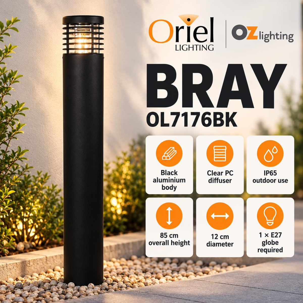 Oriel BRAY Bollard Light - 9W-Oriel Lighting-Ozlighting.com.au
