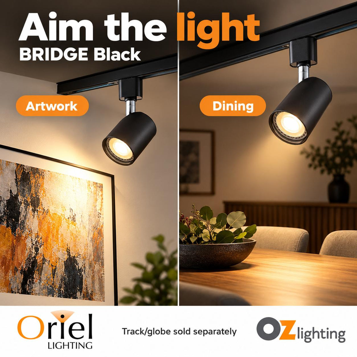 Oriel BRIDGE Track Spotlight - Max. 35W-Oriel Lighting-Ozlighting.com.au