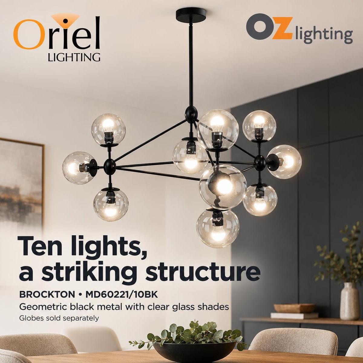 Oriel BROCKTON Pendant - 10 Light-Oriel Lighting-Ozlighting.com.au