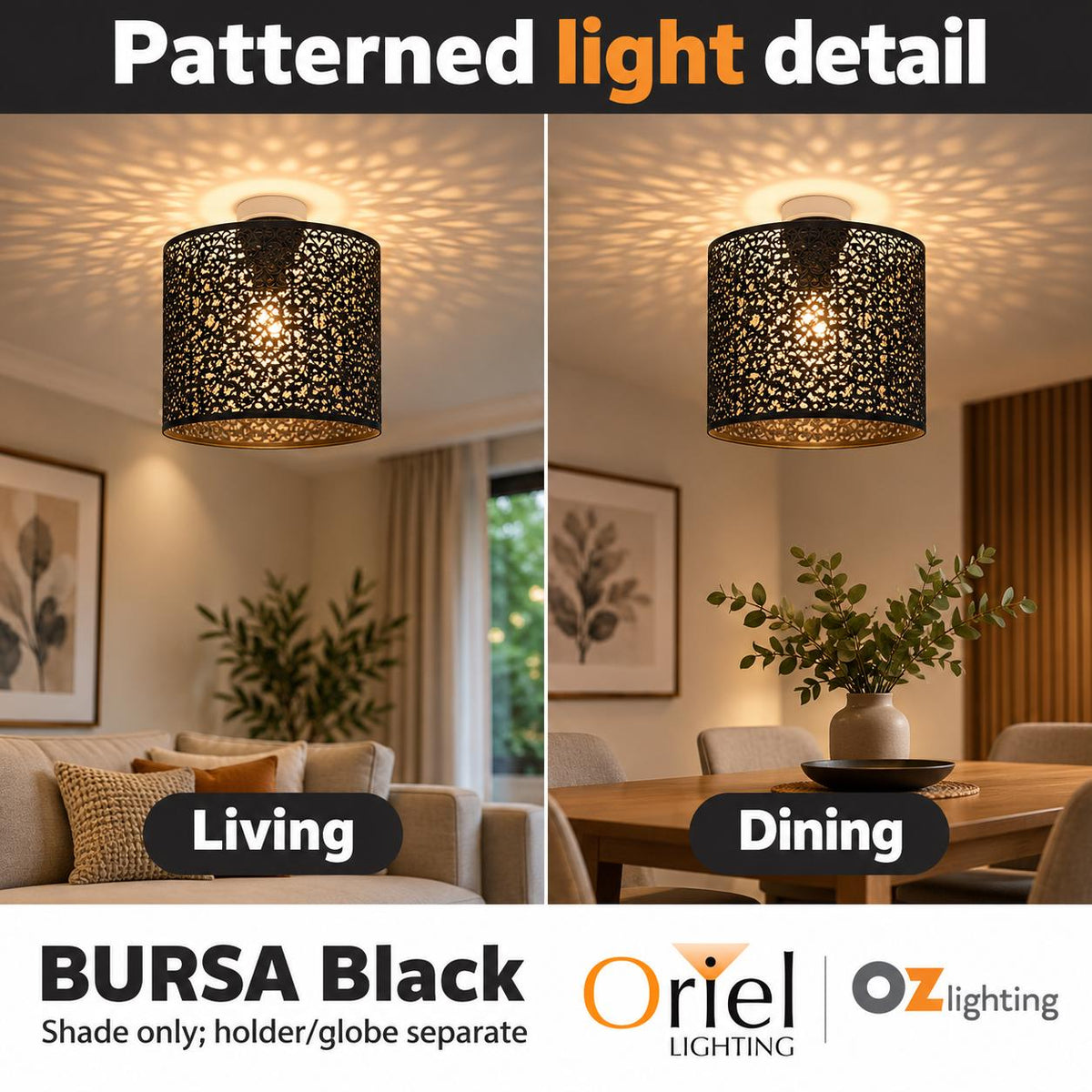 Oriel BURSA DIY Batten Fix - Holder Cover Metal Ceiling Light Shade Only-Oriel Lighting-Ozlighting.com.au