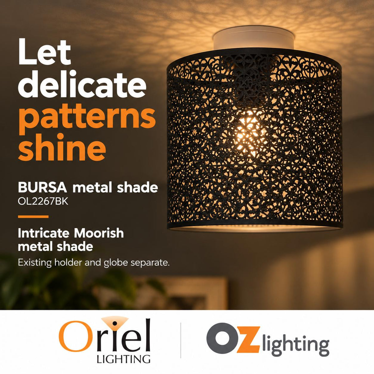 Oriel BURSA DIY Batten Fix - Holder Cover Metal Ceiling Light Shade Only-Oriel Lighting-Ozlighting.com.au