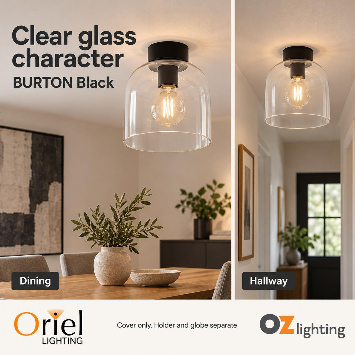 Oriel BURTON DIY Shade - Metal & Glass-Oriel Lighting-Ozlighting.com.au
