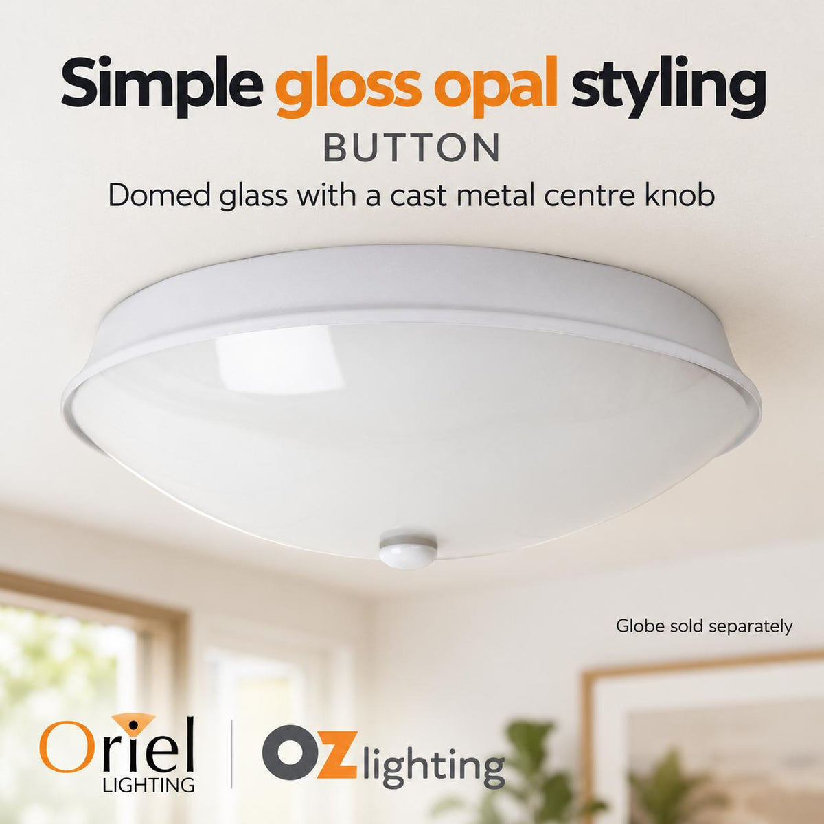 Oriel BUTTON Oyster Ceiling Light - Round-Oriel Lighting-Ozlighting.com.au