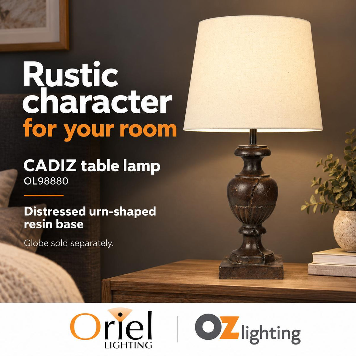 Oriel CADIZ Table Lamp - Resin-Oriel Lighting-Ozlighting.com.au
