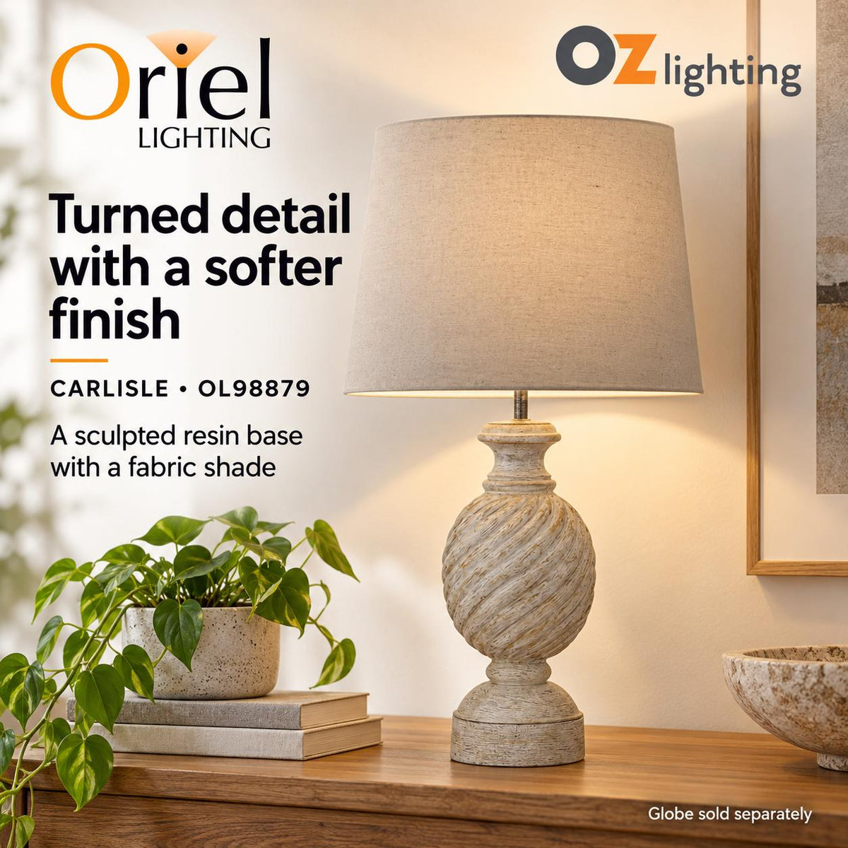 Oriel CARLISLE Table Lamp - White Resin-Oriel Lighting-Ozlighting.com.au