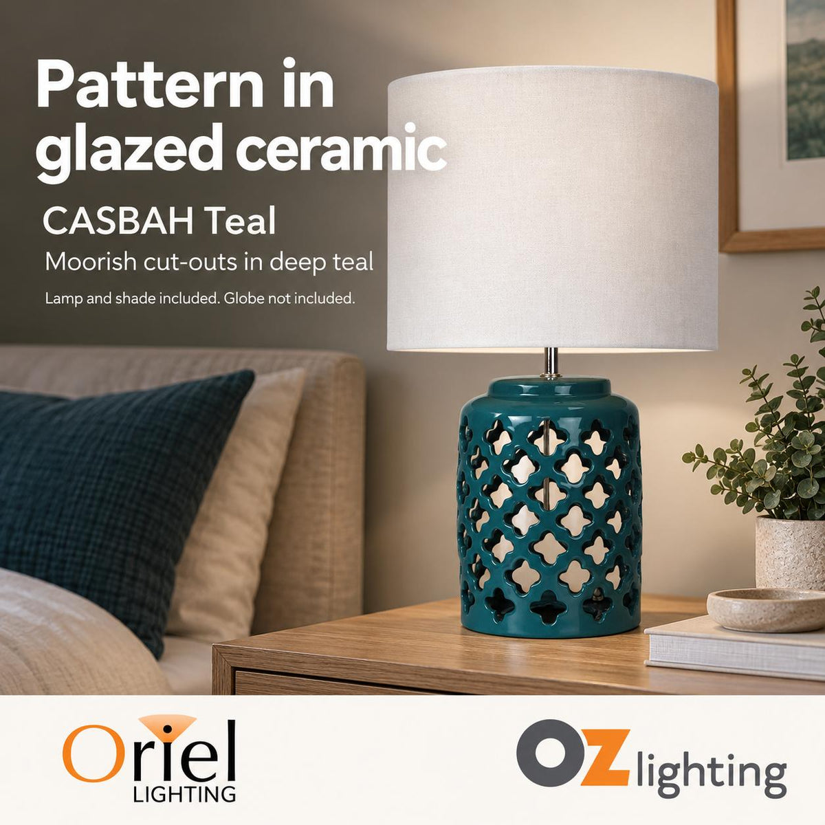 Oriel CASBAH Table Lamp - Moorish Cut Ceramic-Oriel Lighting-Ozlighting.com.au