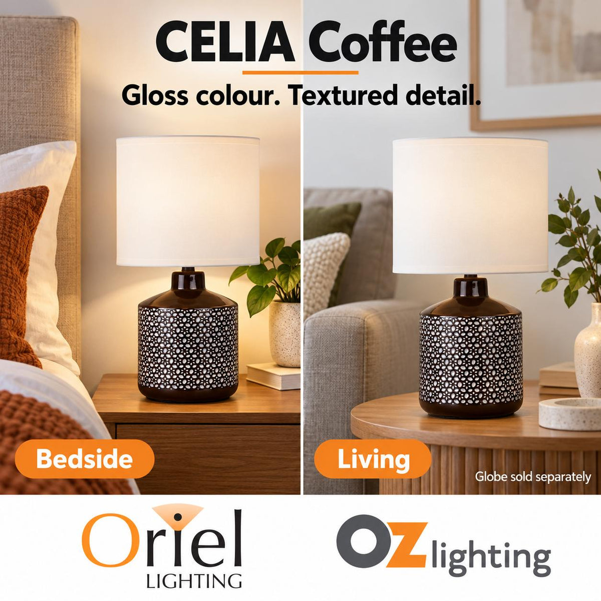 Oriel CELIA Table Lamp - Ceramic-Oriel Lighting-Ozlighting.com.au