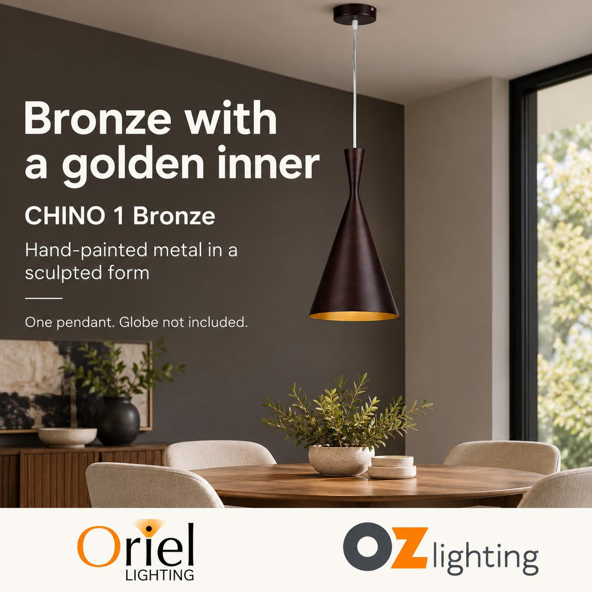 Oriel CHINO Pendant - 1 Light Brushed Bronze Urban-Oriel Lighting-Ozlighting.com.au