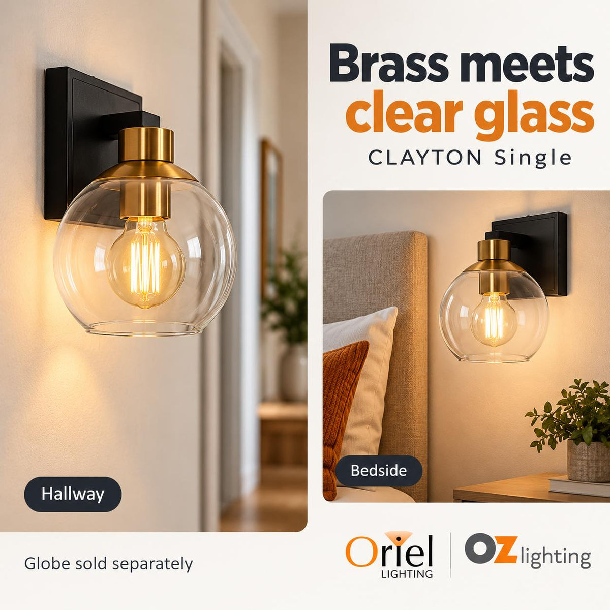 Oriel CLAYTON Wall Light - Max. 60W-Oriel Lighting-Ozlighting.com.au