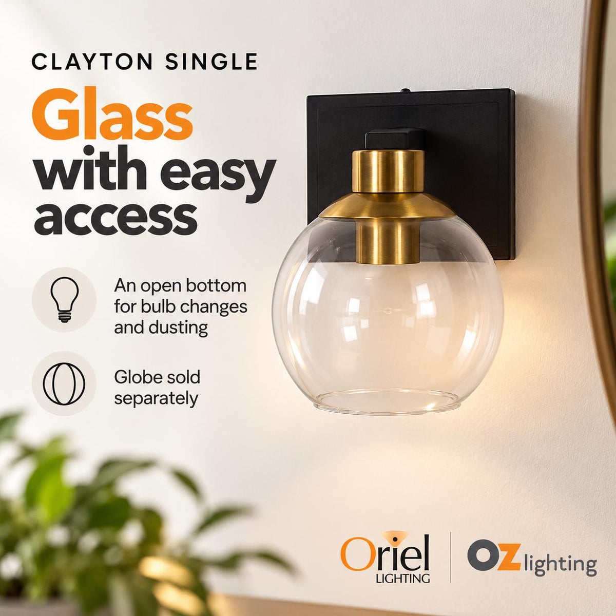 Oriel CLAYTON Wall Light - Max. 60W-Oriel Lighting-Ozlighting.com.au