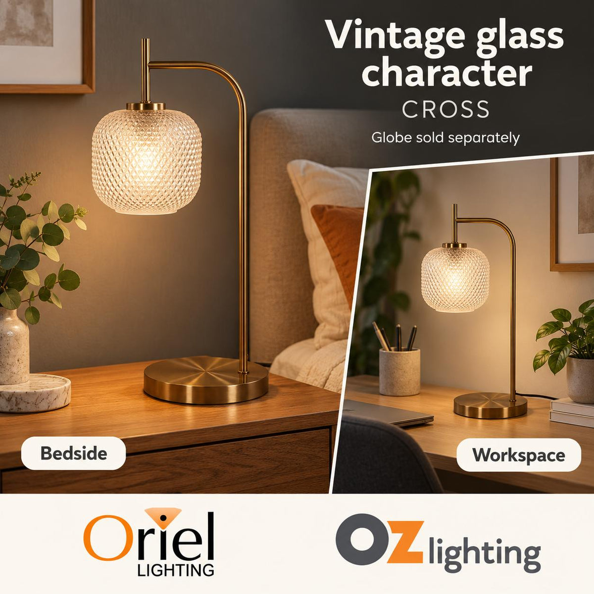 Oriel CROSS Task Lamp - Max. 42W, Decorative-Oriel Lighting-Ozlighting.com.au