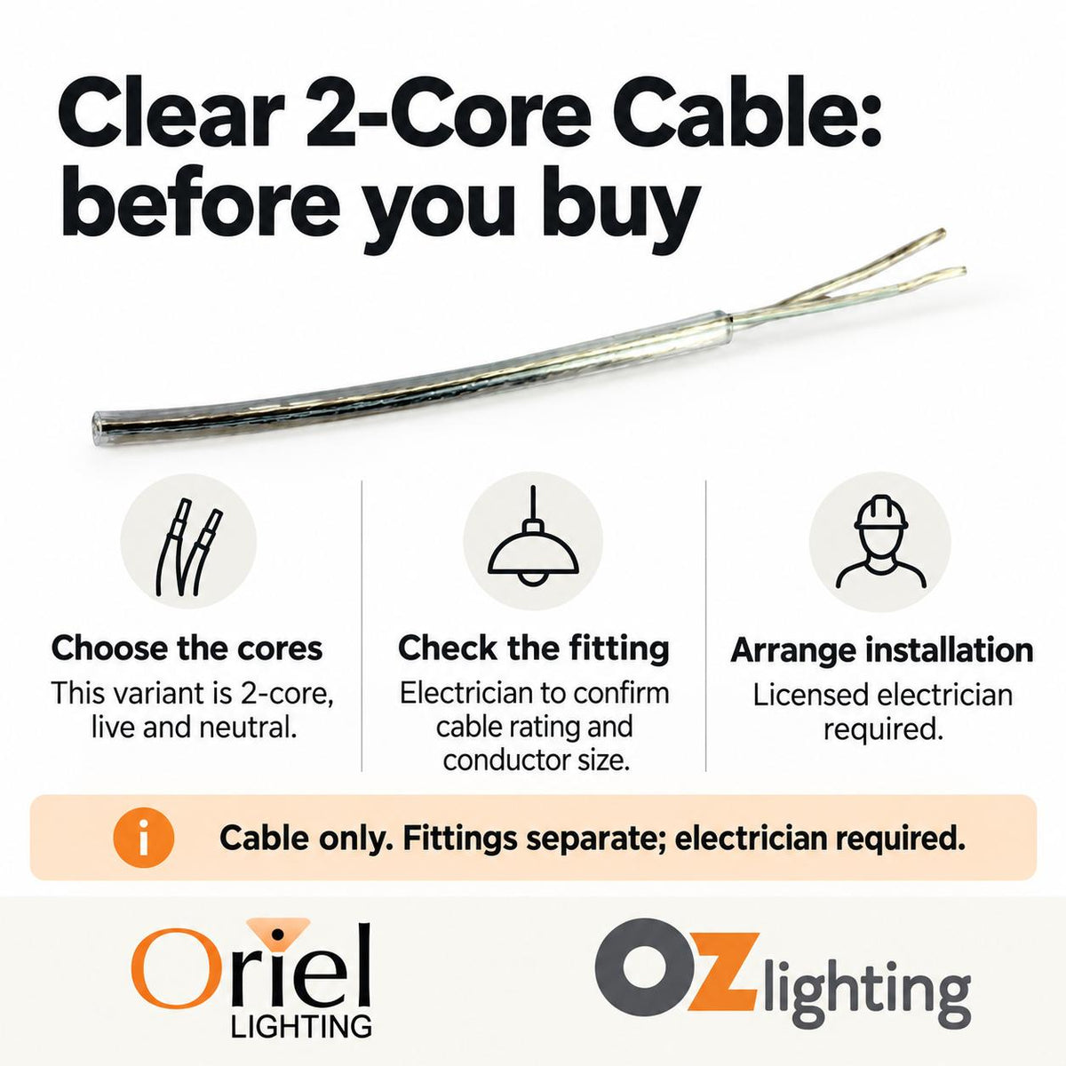 Oriel Cable - 2/3 Core PVC-Oriel Lighting-Ozlighting.com.au