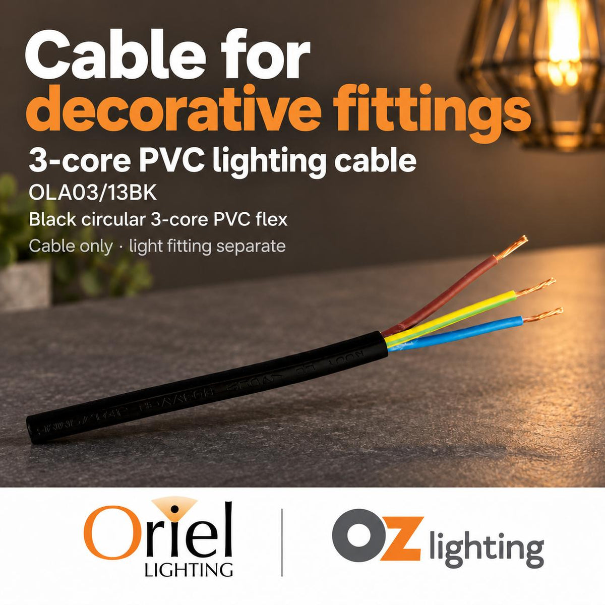 Oriel Cable - 3-Core, PVC-Oriel Lighting-Ozlighting.com.au