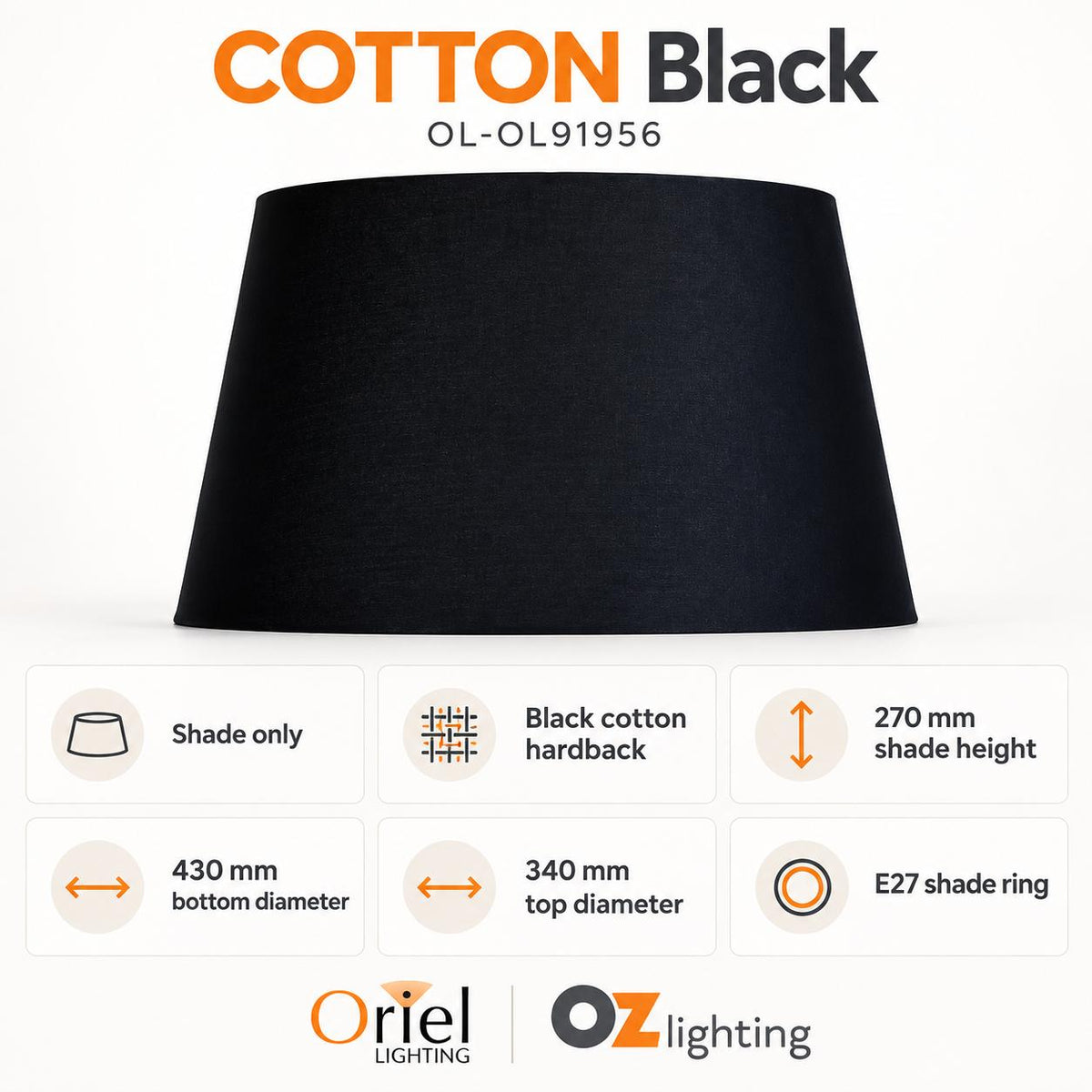 Oriel Cotton Lamp Shade Only-Oriel Lighting-Ozlighting.com.au