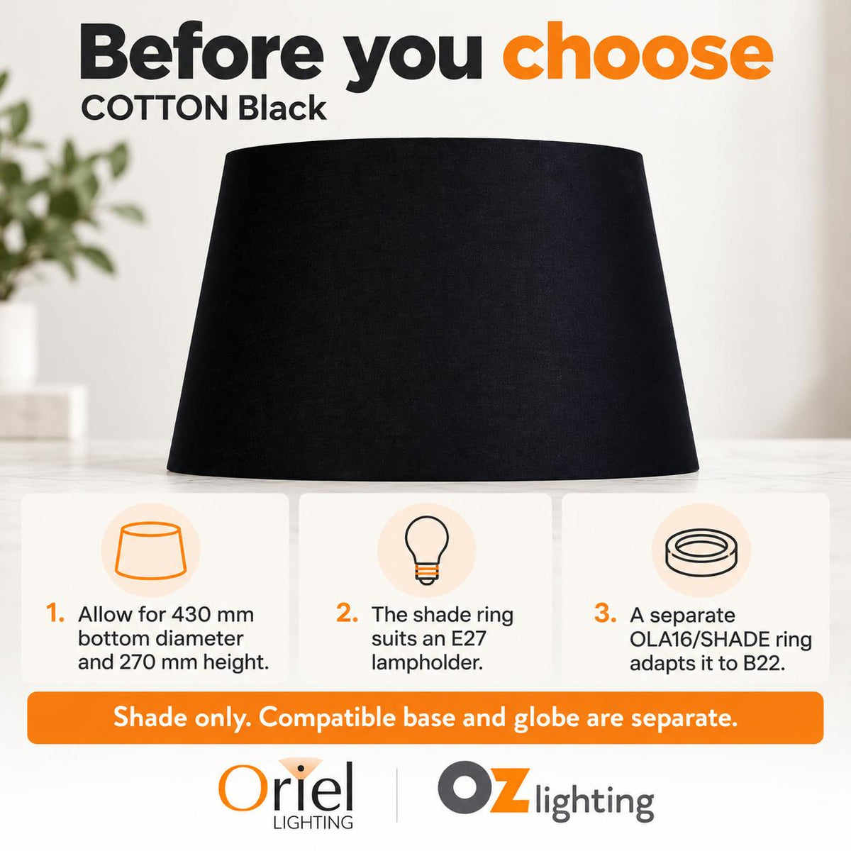 Oriel Cotton Lamp Shade Only-Oriel Lighting-Ozlighting.com.au