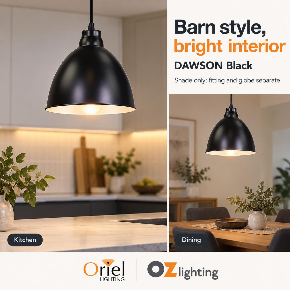 Oriel DAWSON Shade Only - Barn Style Metal-Oriel Lighting-Ozlighting.com.au