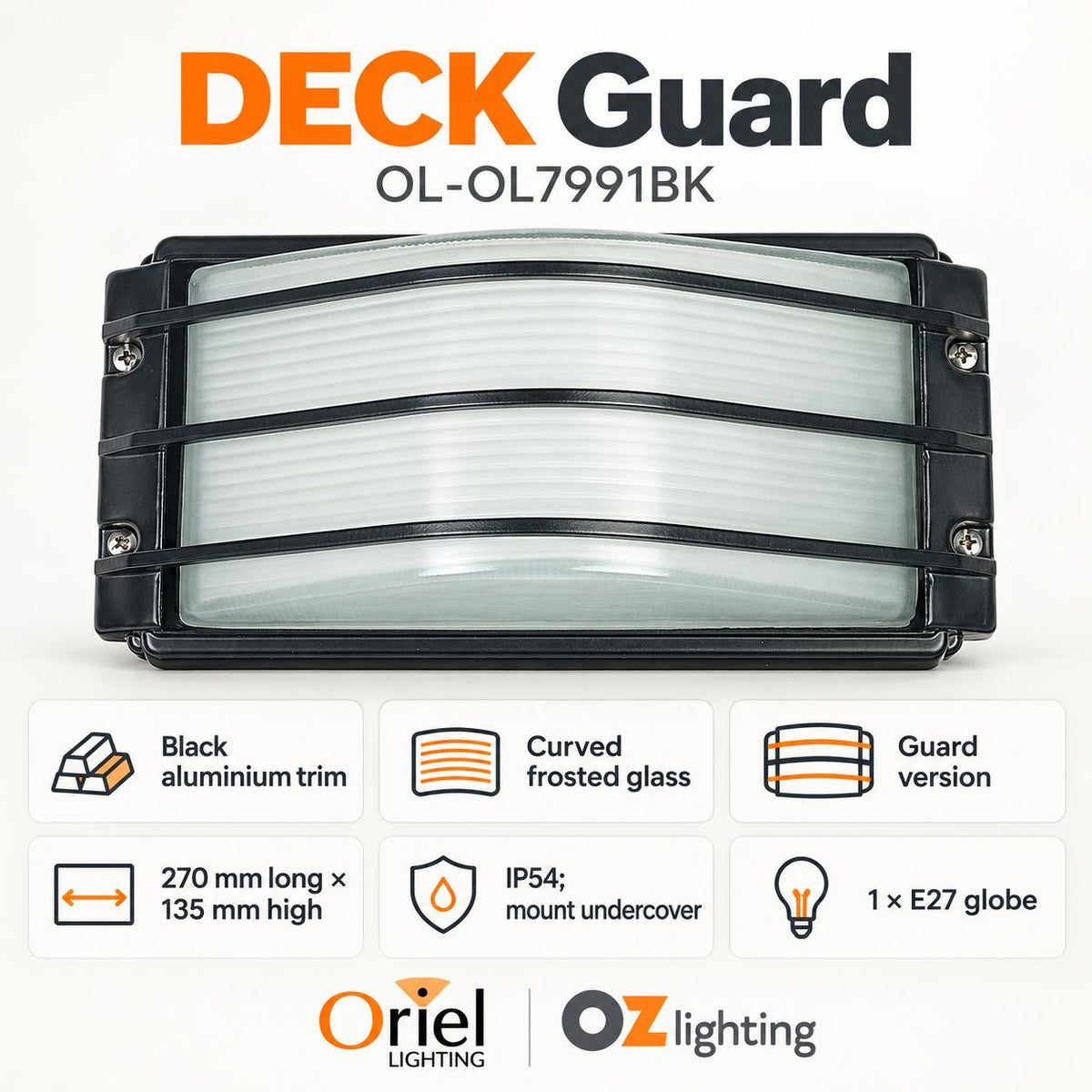 Oriel DECK Bunker Light - Curved Front, Outdoor Light IP54-Oriel Lighting-Ozlighting.com.au