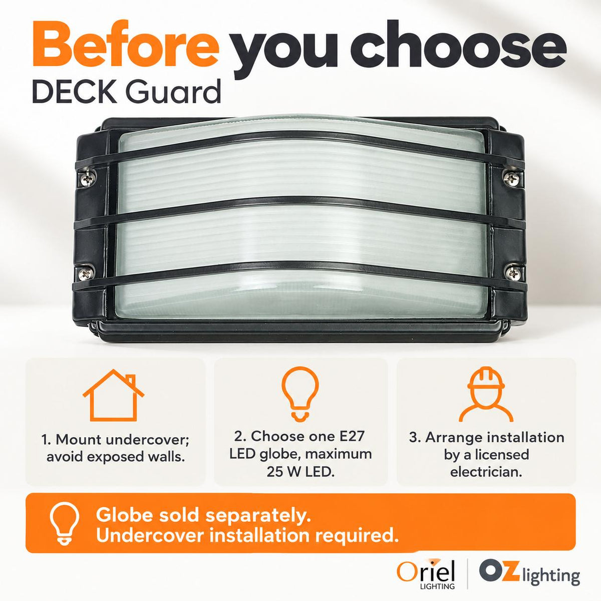 Oriel DECK Bunker Light - Curved Front, Outdoor Light IP54-Oriel Lighting-Ozlighting.com.au