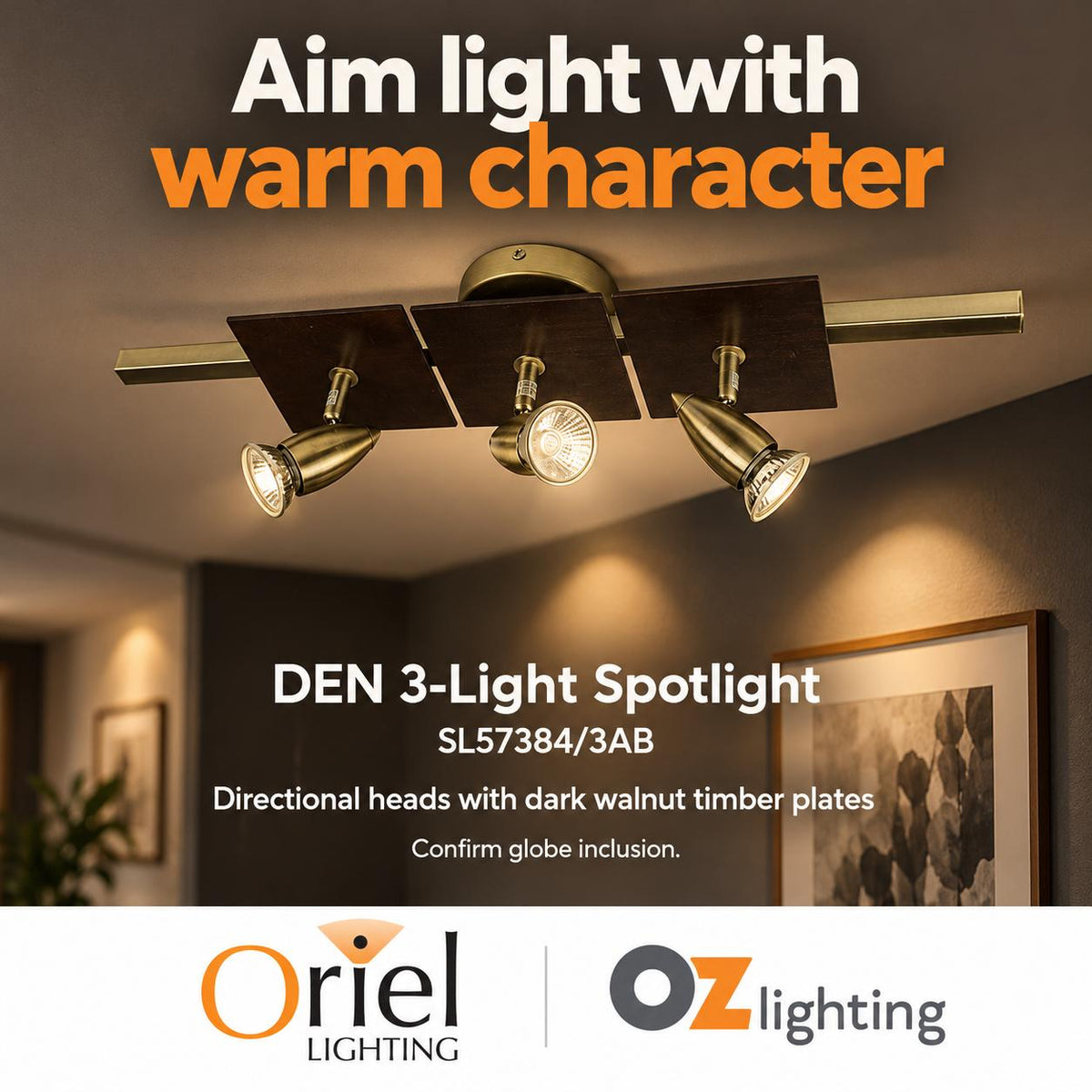 Oriel DEN Spotlight - 1/2/3/4 Light Metal GU10-Oriel Lighting-Ozlighting.com.au