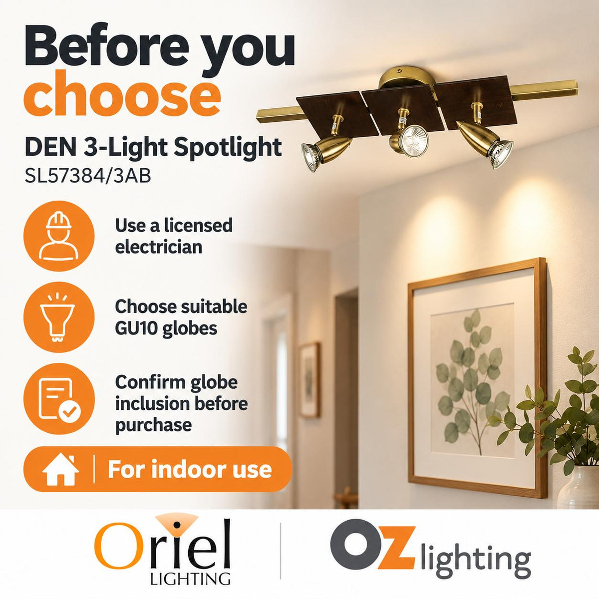 Oriel DEN Spotlight - 1/2/3/4 Light Metal GU10-Oriel Lighting-Ozlighting.com.au