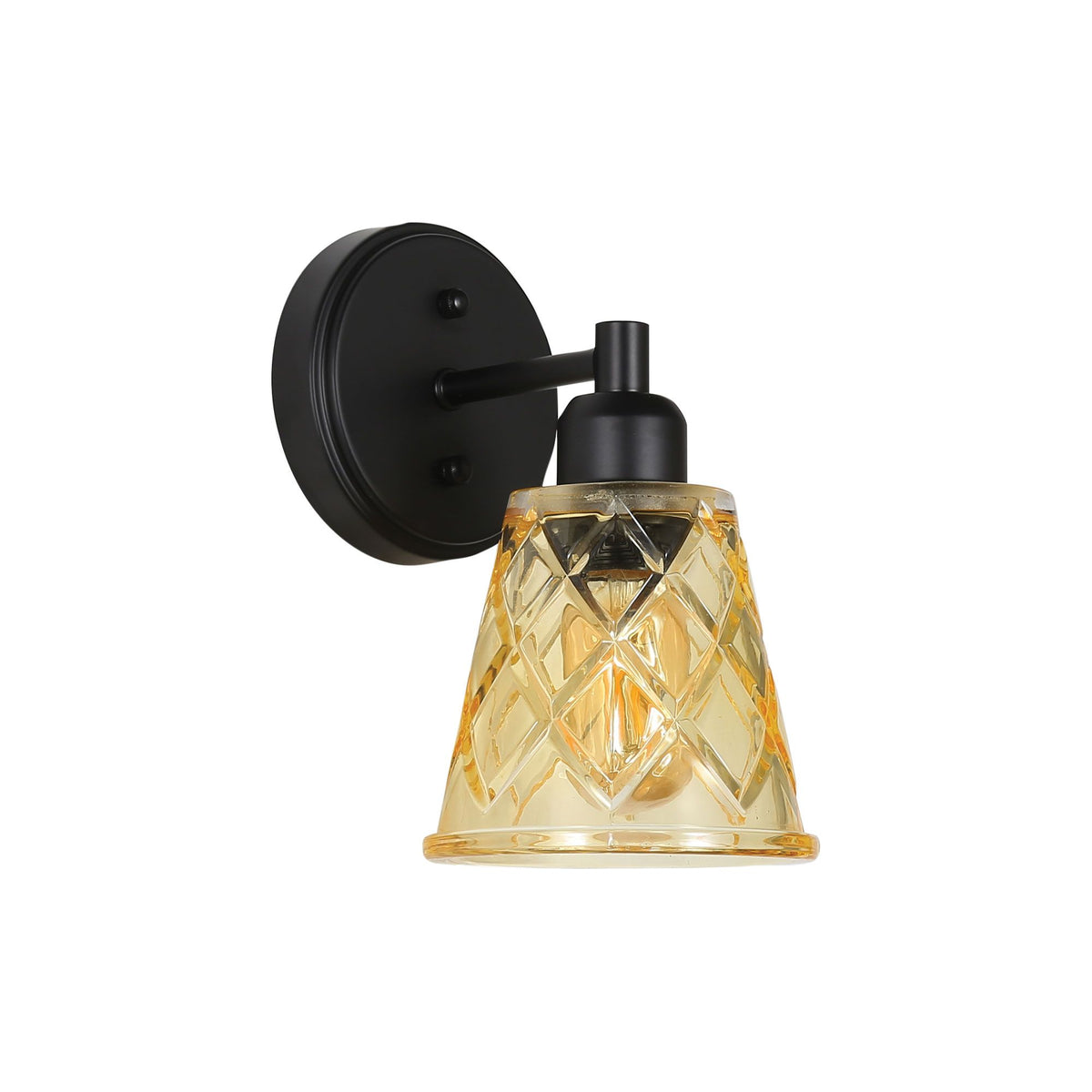 Oriel DRAM Wall Light Cut Glass Satin Black-Oriel Lighting-Ozlighting.com.au