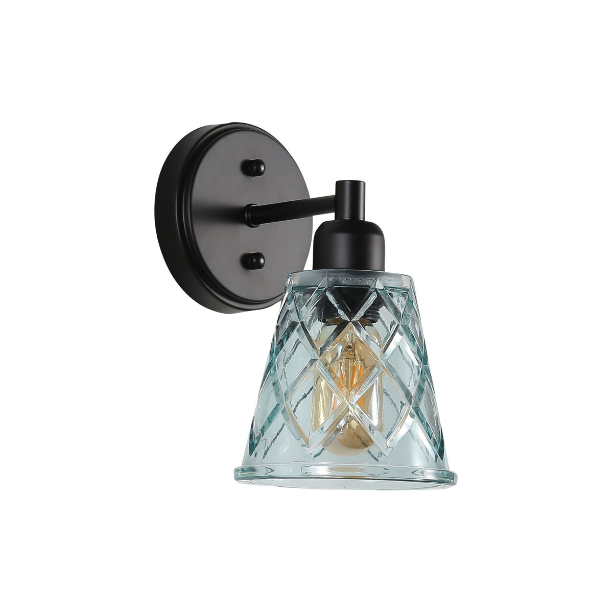 Oriel DRAM Wall Light Cut Glass Satin Black-Oriel Lighting-Ozlighting.com.au