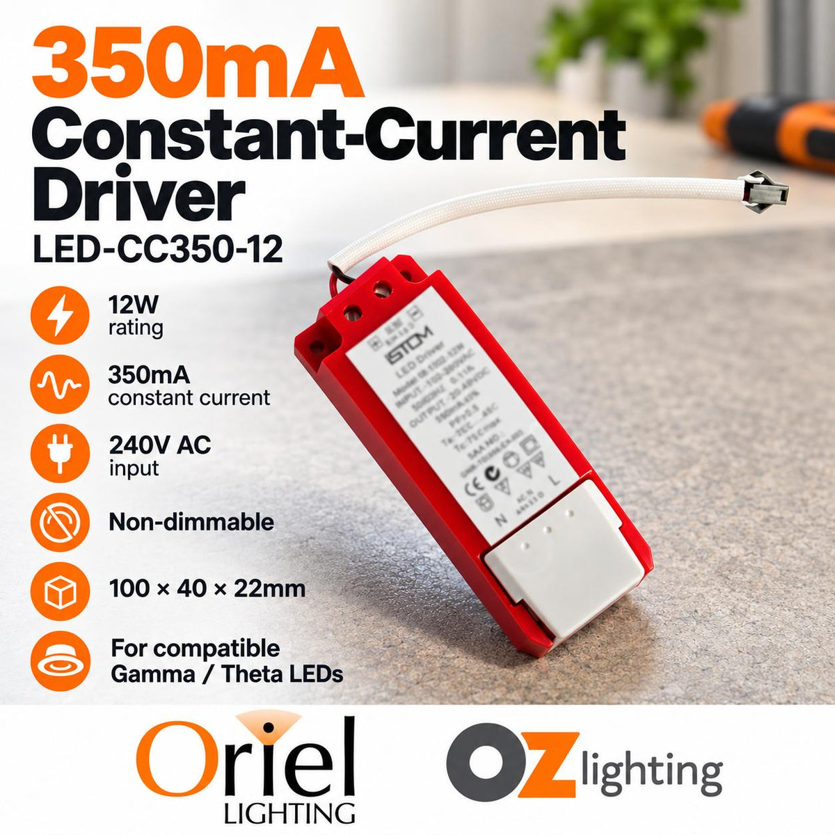 Oriel DRIVER LED Driver - 12W 350mA Constant Current-Oriel Lighting-Ozlighting.com.au