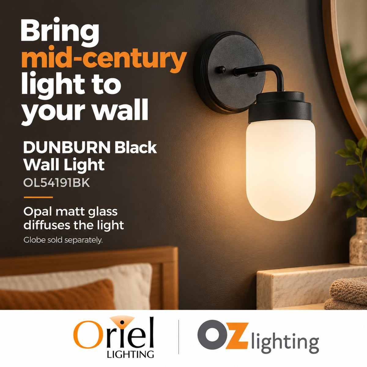 Oriel DUNBURN Wall Light - Max. 42W-Oriel Lighting-Ozlighting.com.au