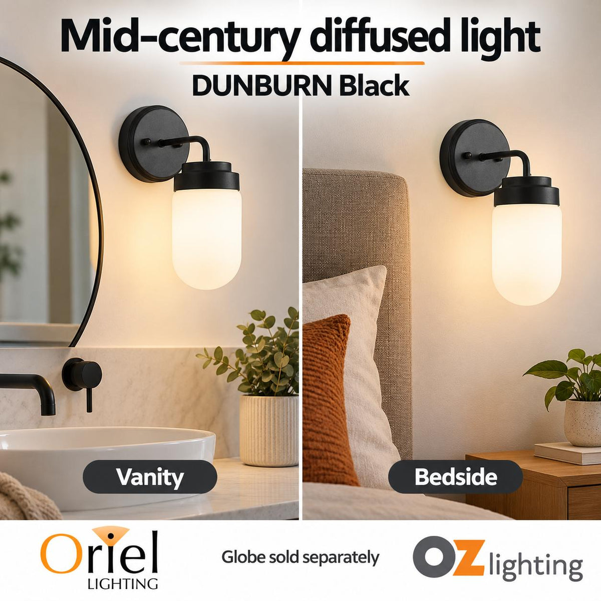 Oriel DUNBURN Wall Light - Max. 42W-Oriel Lighting-Ozlighting.com.au