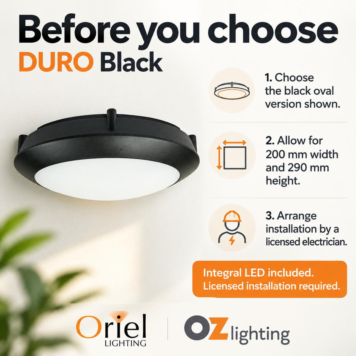 Oriel DURO LED Bulkhead Light - 7W, Double Insulated, IP65-Oriel Lighting-Ozlighting.com.au