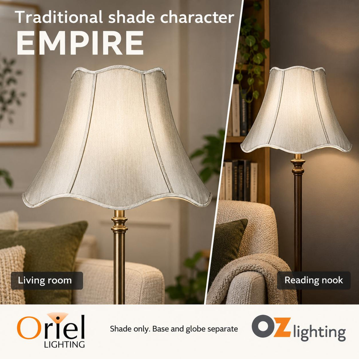 Oriel EMPIRE Lamp Shade - Large Shantung Floor-Oriel Lighting-Ozlighting.com.au