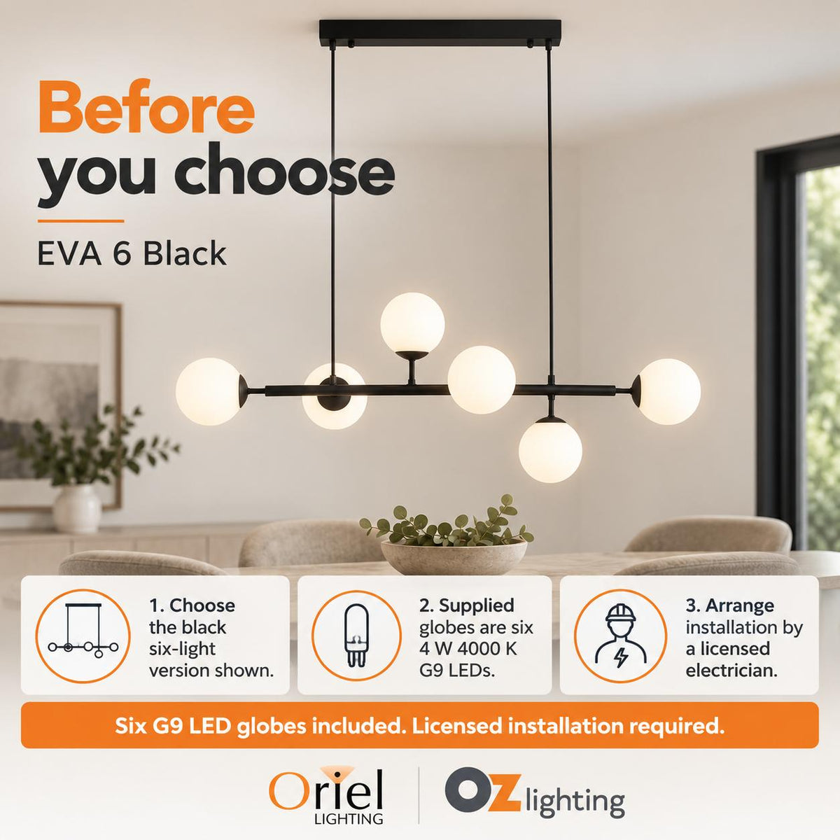 Oriel EVA Pendant - 6 Light-Oriel Lighting-Ozlighting.com.au