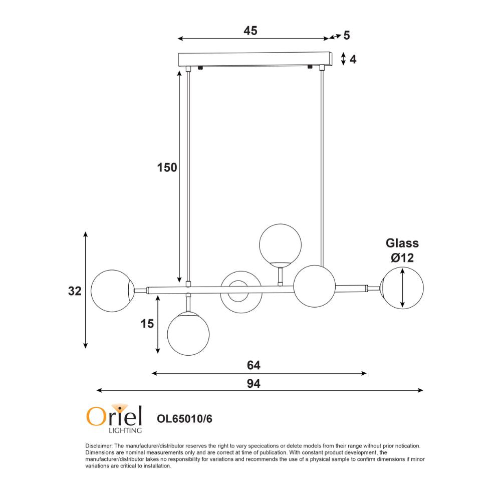 Oriel EVA Pendant - 6 Light-Oriel Lighting-Ozlighting.com.au