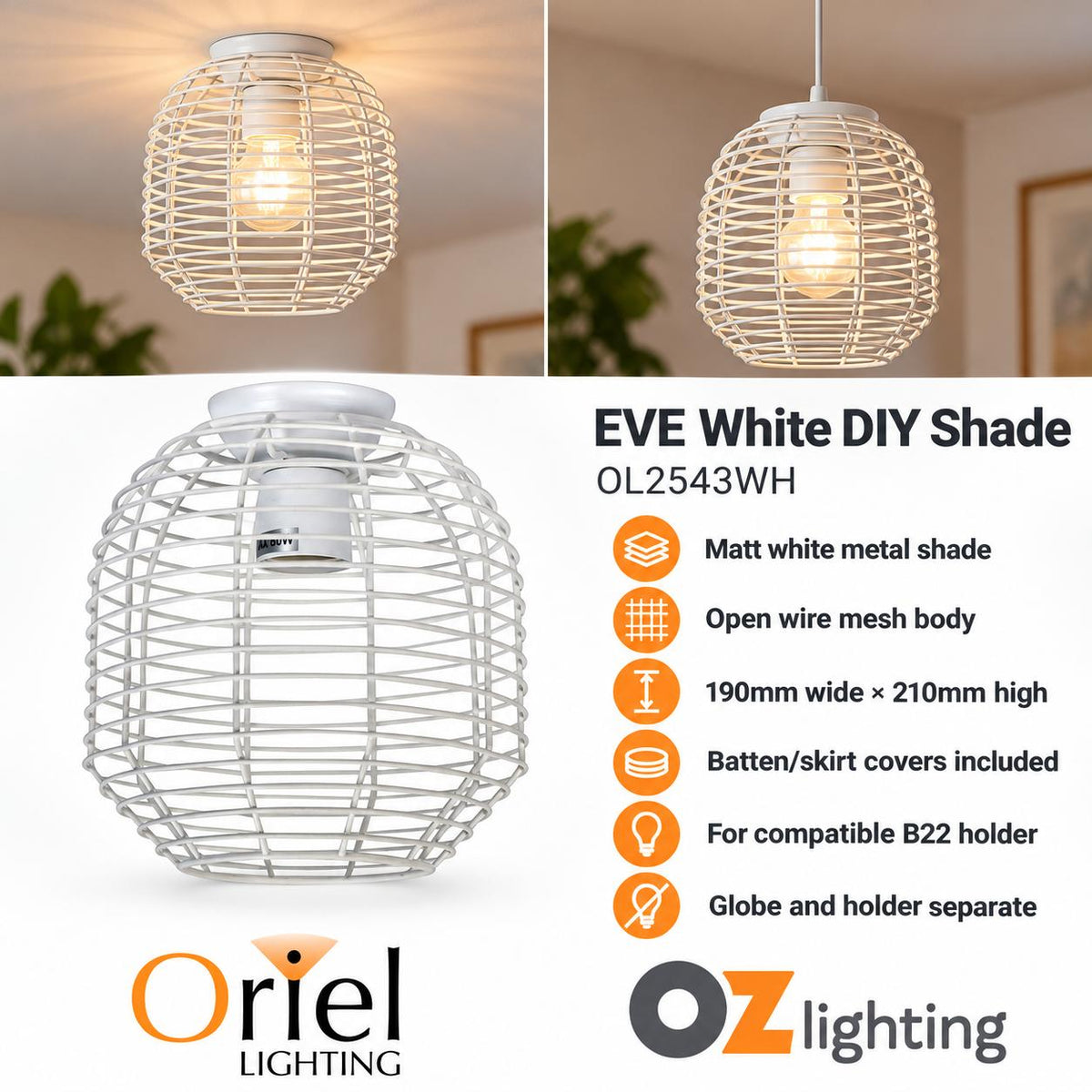 Oriel EVE DIY Shade - Wire Retro Industrial-Oriel Lighting-Ozlighting.com.au