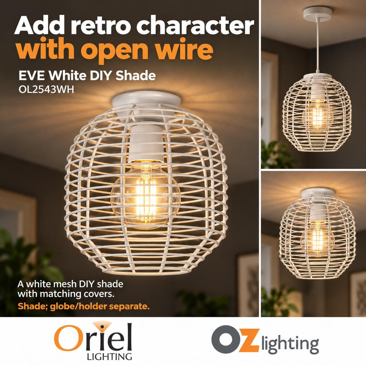 Oriel EVE DIY Shade - Wire Retro Industrial-Oriel Lighting-Ozlighting.com.au