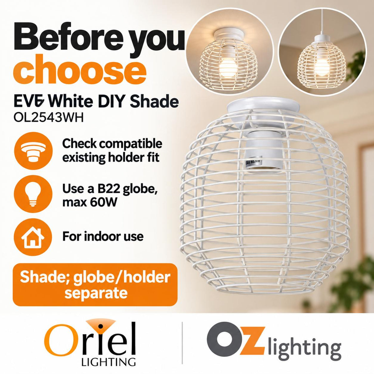 Oriel EVE DIY Shade - Wire Retro Industrial-Oriel Lighting-Ozlighting.com.au