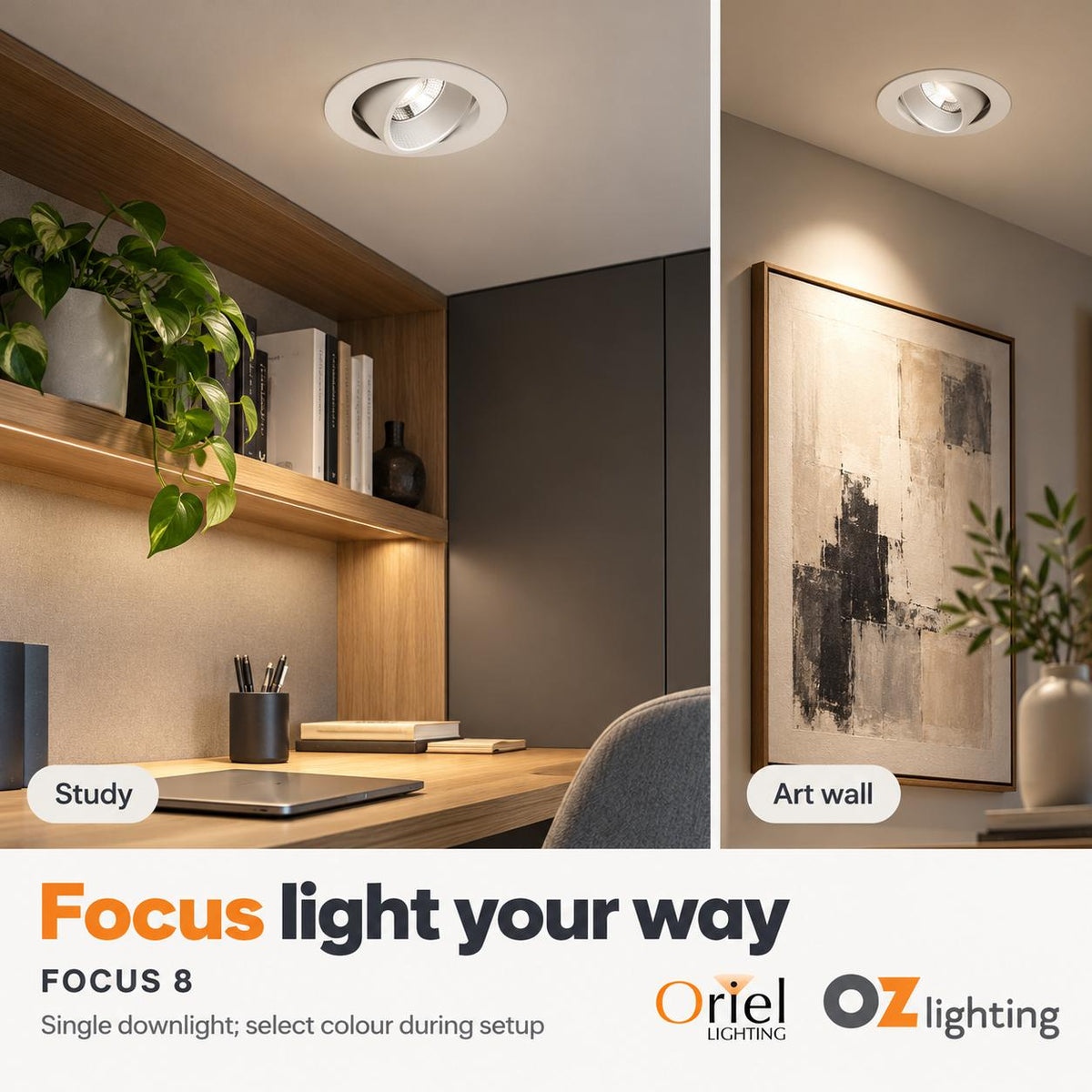 Oriel FOCUS Downlight - Adjustable Tri-Colour-Oriel Lighting-Ozlighting.com.au