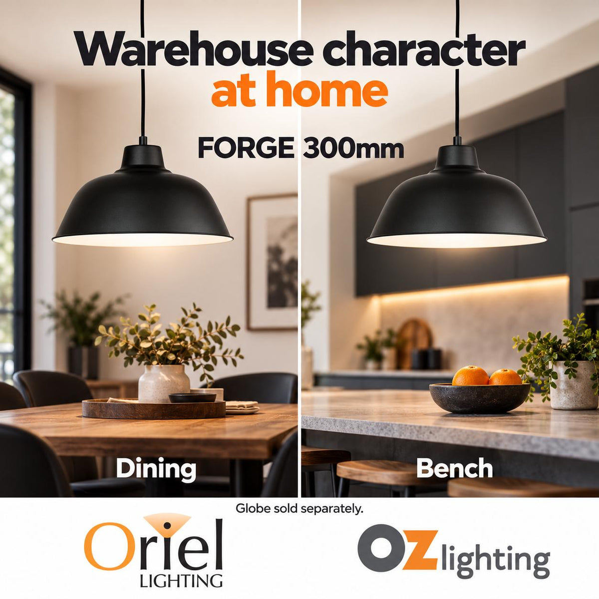 Oriel FORGE Pendant - 1 Light Retro Industrial-Oriel Lighting-Ozlighting.com.au
